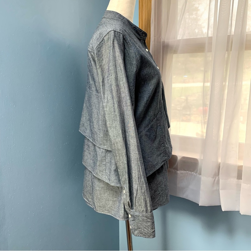 J. Crew Chambray Pararuffle Button Down Shirt - Picture 6 of 9